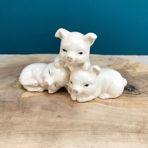 PAPEL Vintage Mid-Century Three Little Piglets Figure Collectible Ceramic Japan